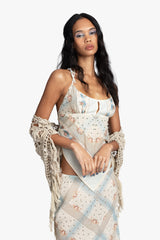 Linen Crochet Shawl- Linen - Anna Sui Outlet