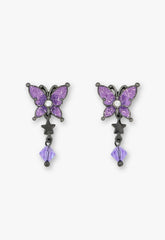 Twilight Gothic Butterfly Earrings - Gunmetal - Anna Sui Sale