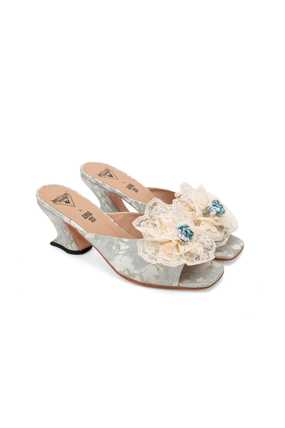John Fluevog x Anna Sui Brocade Mules- Sky Blue - Anna Sui Online