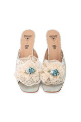 John Fluevog x Anna Sui Brocade Mules- Sky Blue - Anna Sui Online