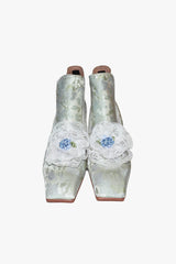 John Fluevog x Anna Sui Brocade Boots- Sky Blue (Sample) - Anna Sui US