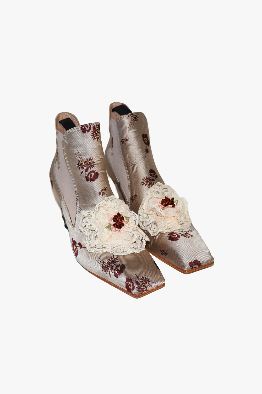 John Fluevog x Anna Sui Brocade Boots- Crimson (Sample) - Anna Sui Outlet