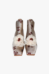 John Fluevog x Anna Sui Brocade Boots- Crimson (Sample) - Anna Sui Outlet