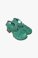 John Fluevog x Anna Sui Clog Sandals - Green (Sample) - Anna Sui Outlet