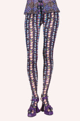 Floral Stripe Tights Turquoise Multi - Anna Sui Outlet