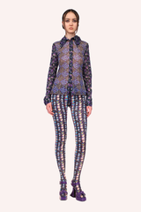 Floral Stripe Tights Turquoise Multi - Anna Sui Outlet