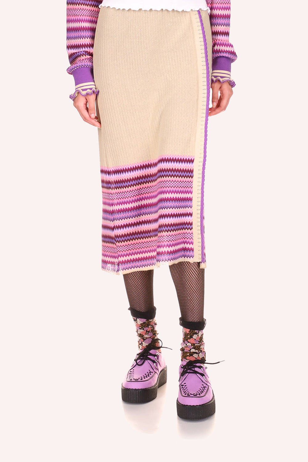 Tonal Zigzag Skirt - Anna Sui Online