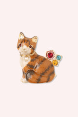 Striped Cat Brooch - Orange Multi - Anna Sui Sale