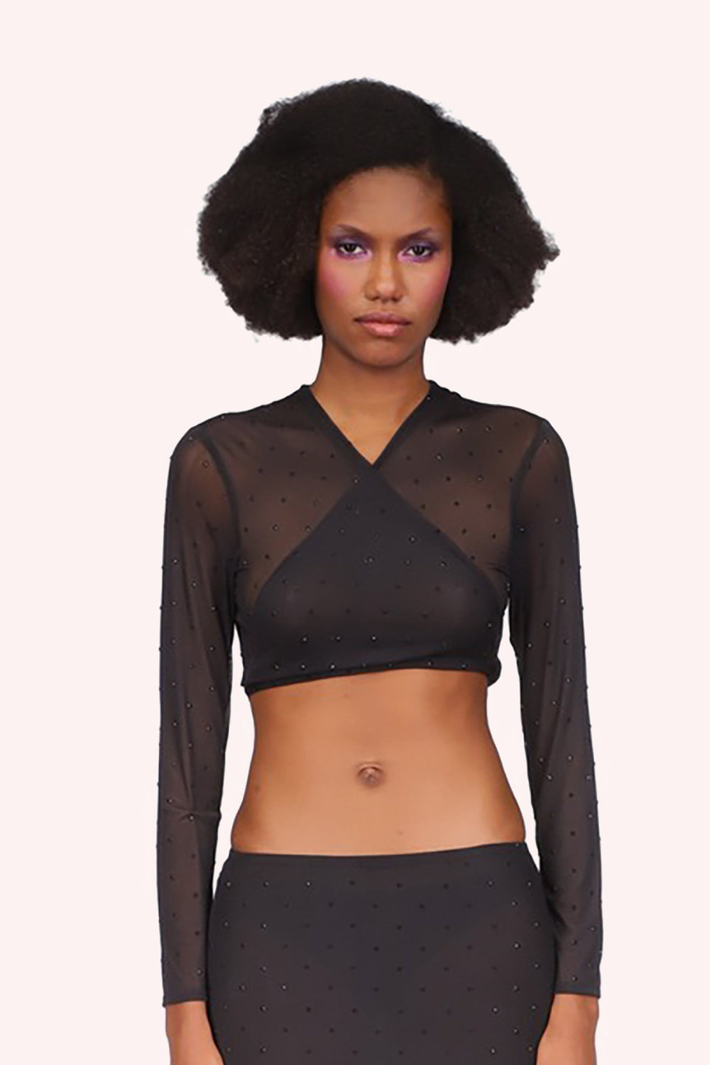 Rhinestone Mesh Tie Top - Anna Sui US
