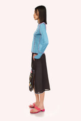 3-D Pansy Embroidered on Linen Skirt - Anna Sui US