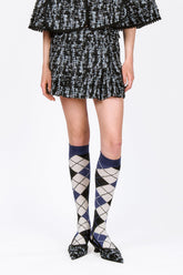 Cornflower Tweed Pleated Mini Skirt - Anna Sui Outlet
