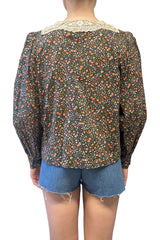 Vintage Lace Collared Floral Button Up Blouse - Anna Sui Outlet