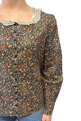 Vintage Lace Collared Floral Button Up Blouse - Anna Sui Outlet