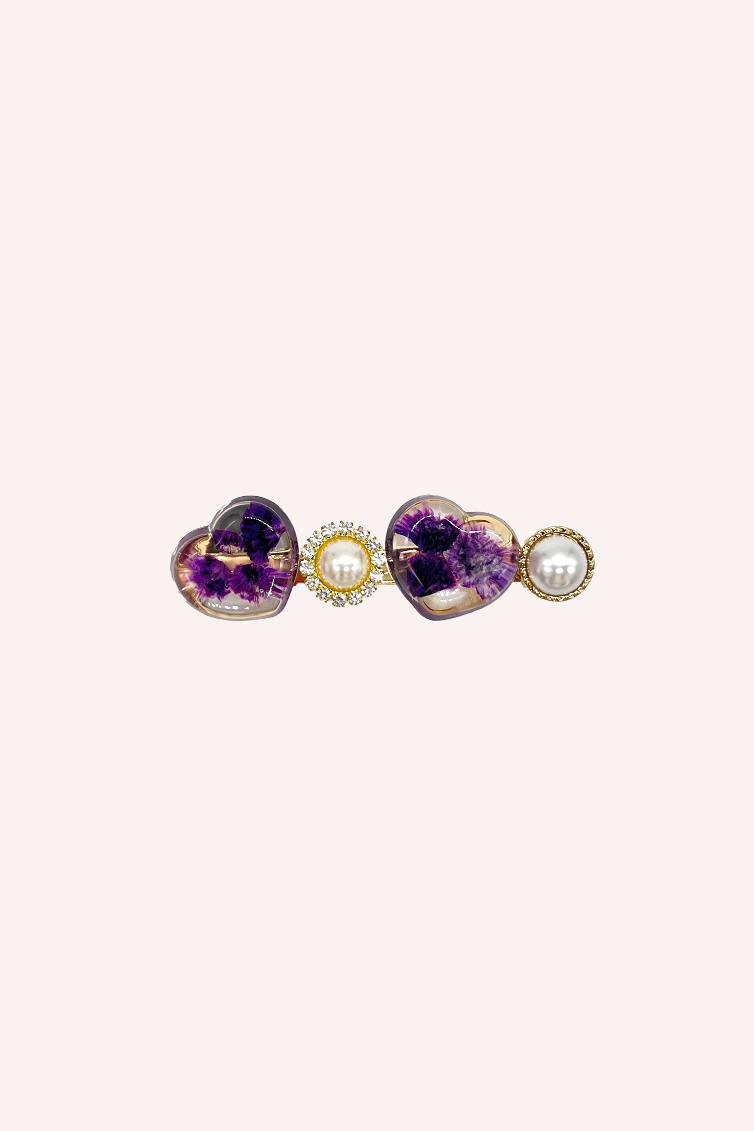 Purple Flower Hearts and Pearls Clamp Clip - Anna Sui Online
