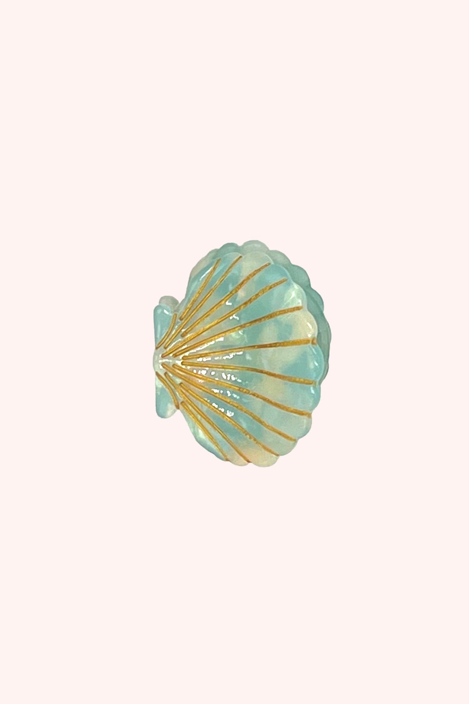 Medium Ivory Aqua Pastel Sea Shell Jaw Clip - Anna Sui Online