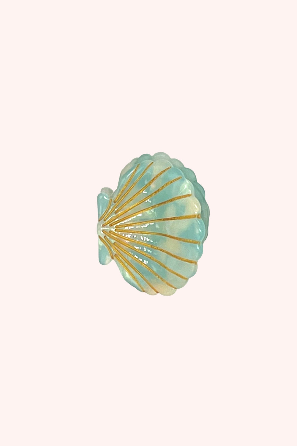 Medium Ivory Aqua Pastel Sea Shell Jaw Clip - Anna Sui Online
