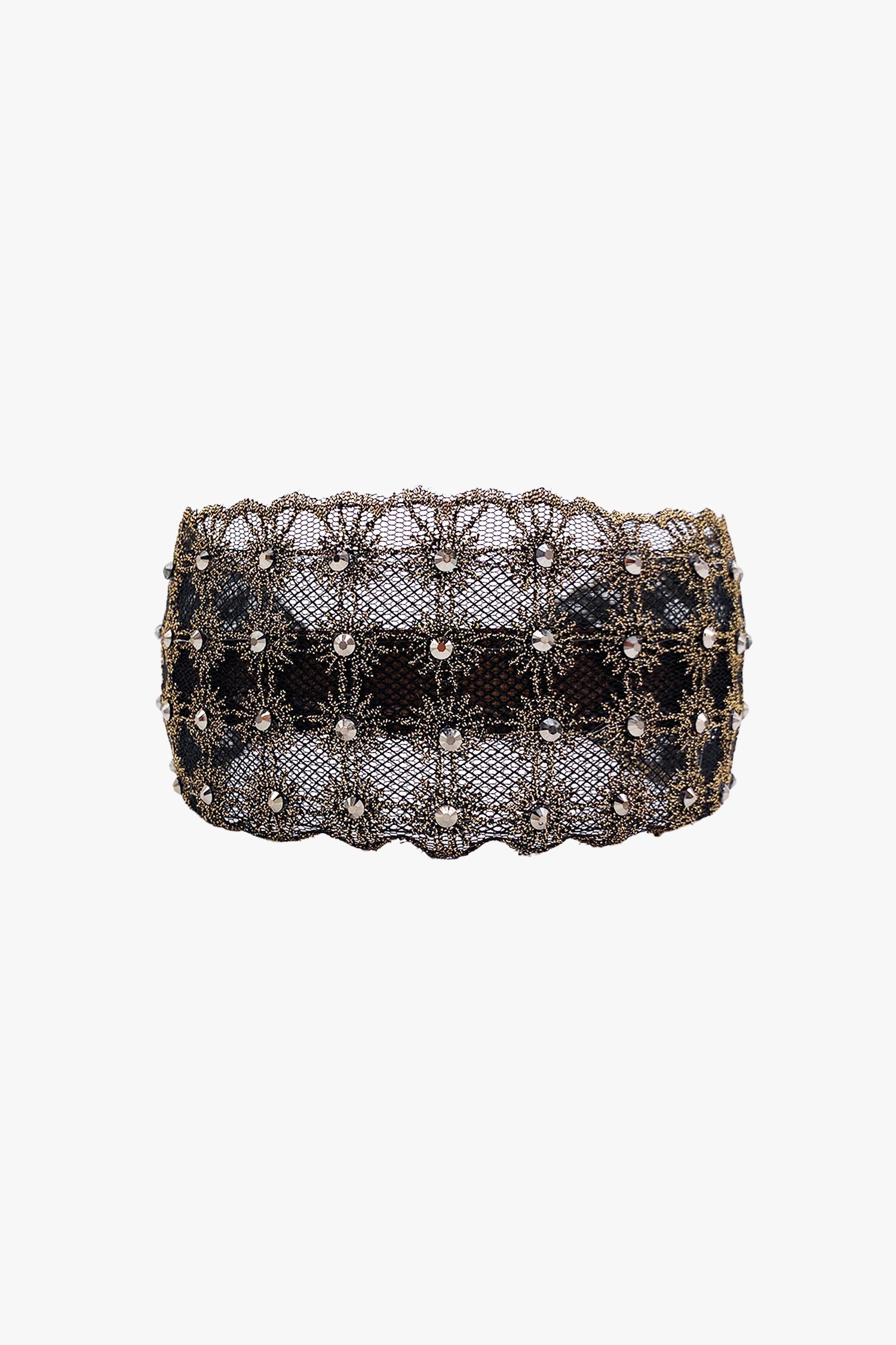 Lacey Embroidered Crystal Headband - Gold - Anna Sui Sale