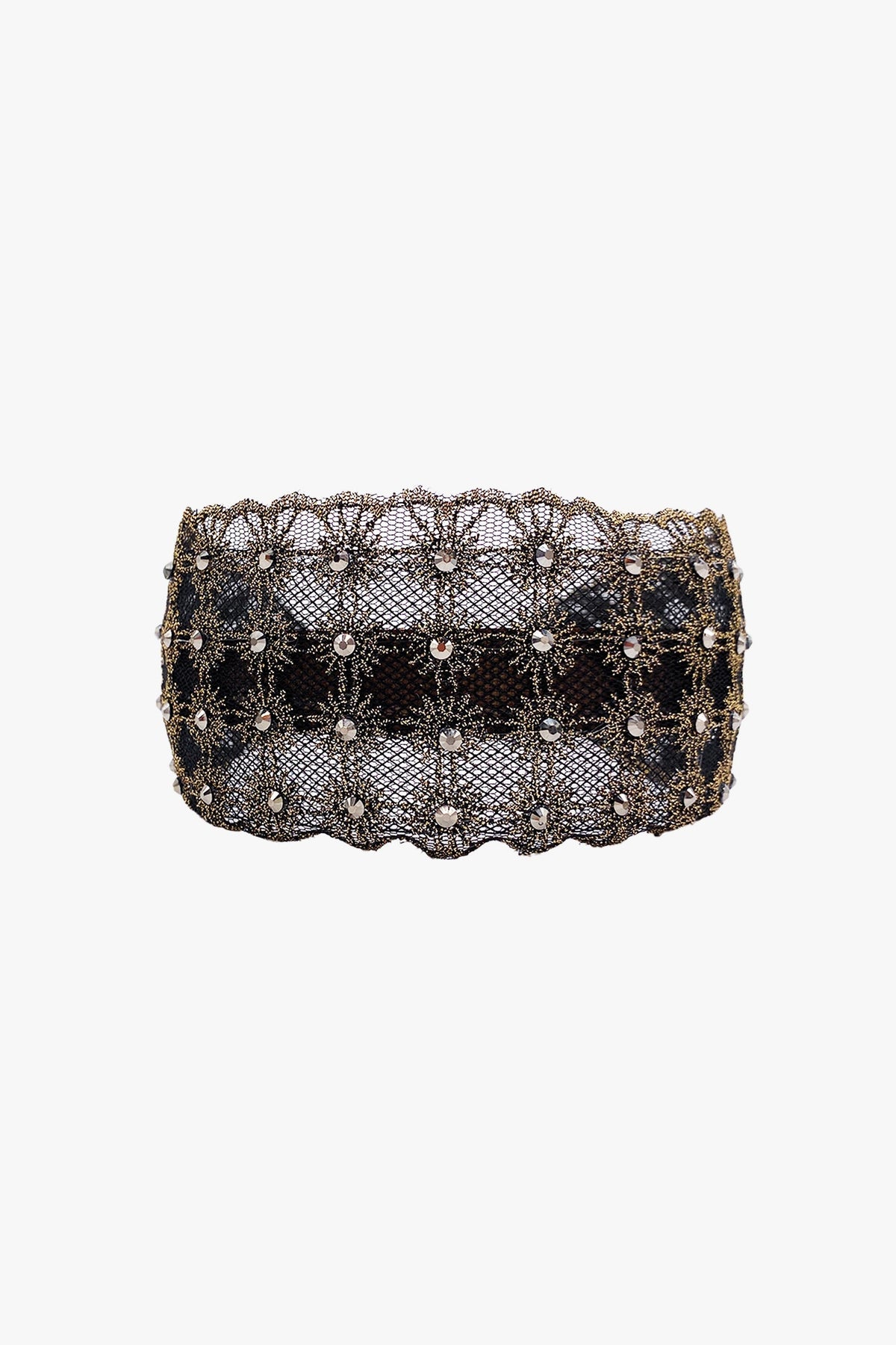 Lacey Embroidered Crystal Headband - Gold - Anna Sui Sale
