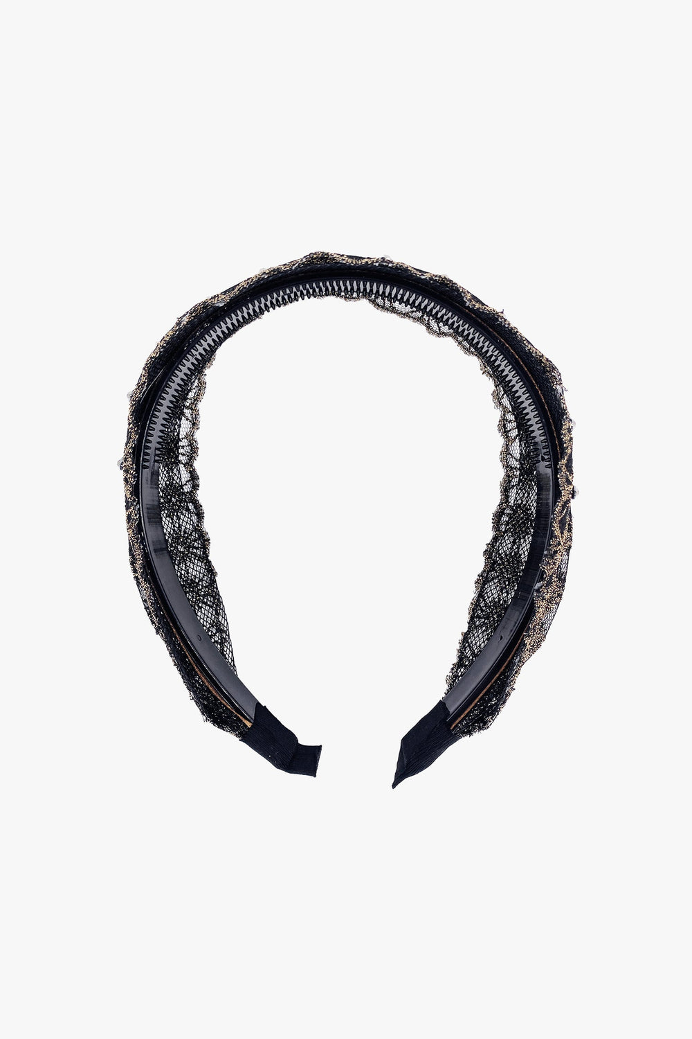 Lacey Embroidered Crystal Headband - Gold - Anna Sui Sale