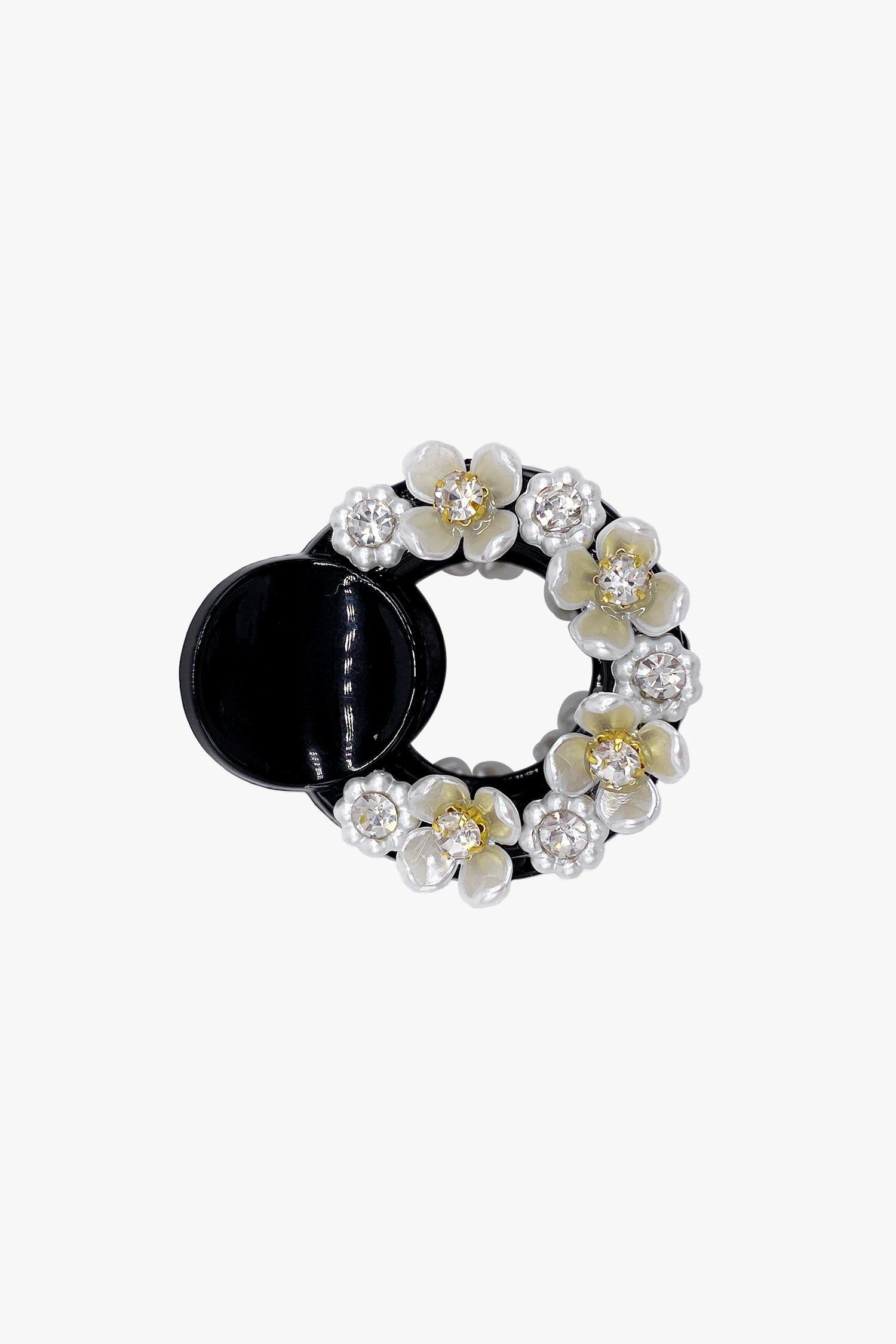 Round Cutout Flower Embroidered Jaw Clip - Anna Sui Sale