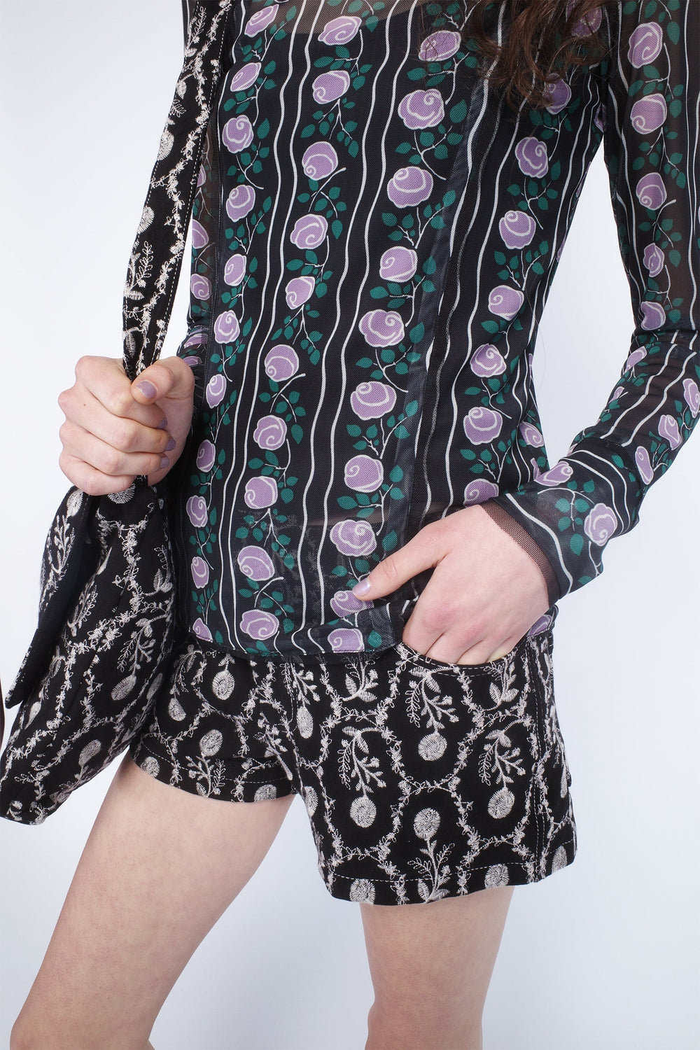 Sleeping Beauty Embroidered Faux Suede Shorts - Anna Sui Online