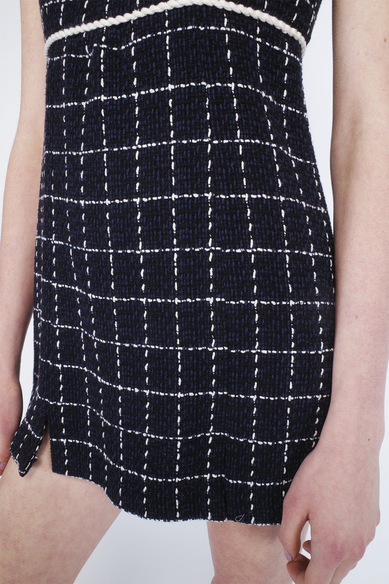 Windowpane Tweed Square Neck Mini Dress - Anna Sui Outlet