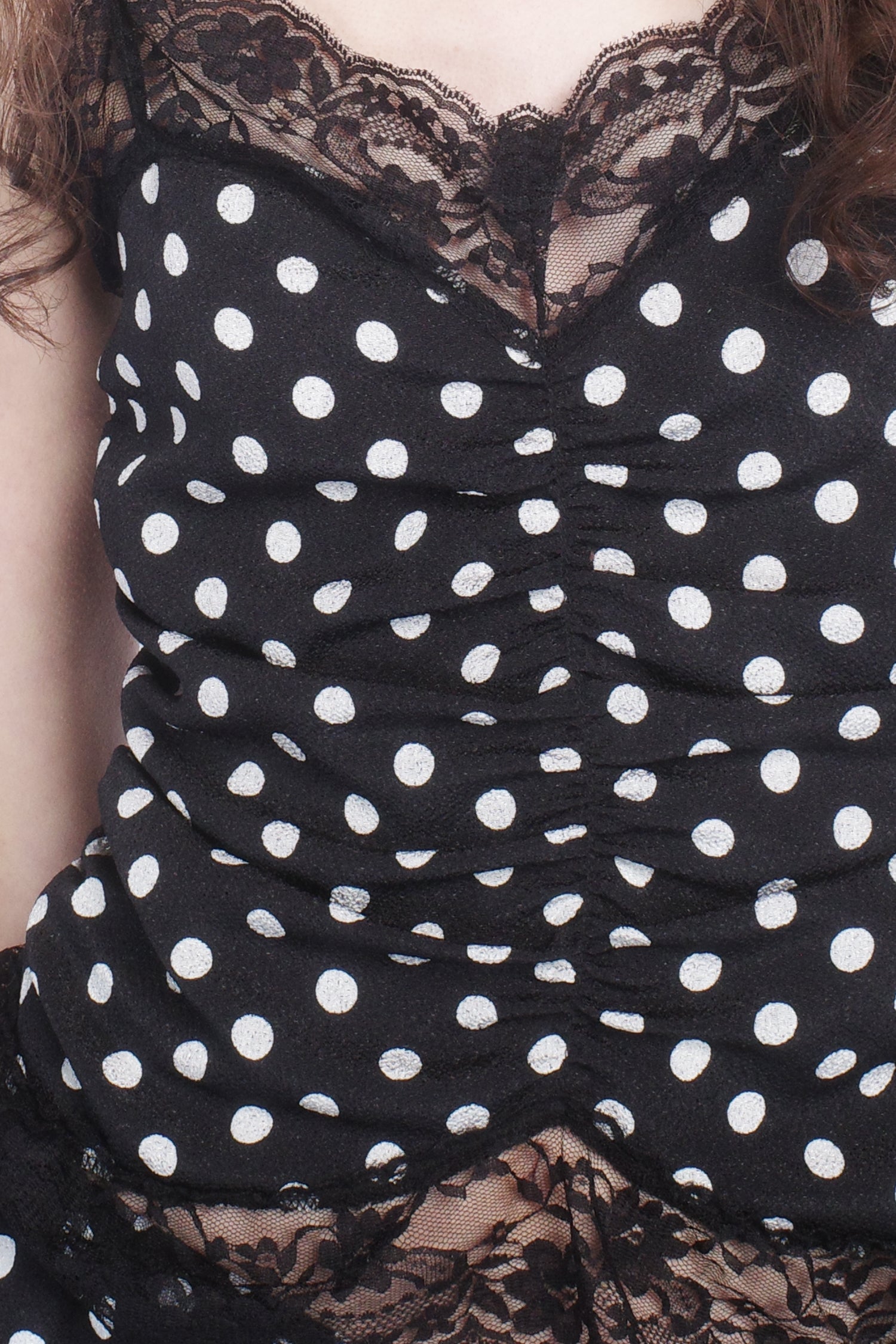 Polka Dot Ruched Lace Camisole - Anna Sui Outlet