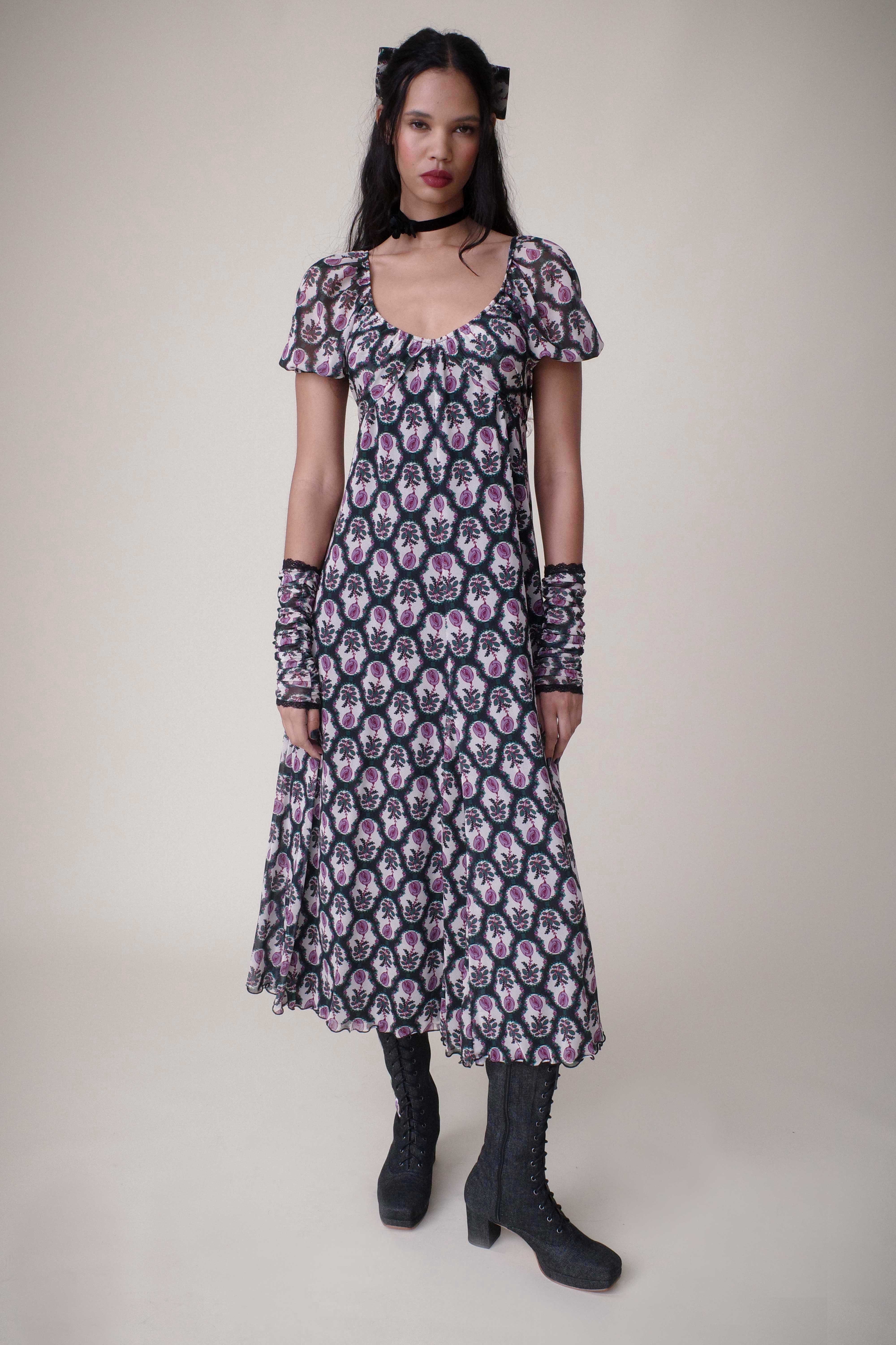 Sleeping Beauty Mesh Bow Dress - Anna Sui Online