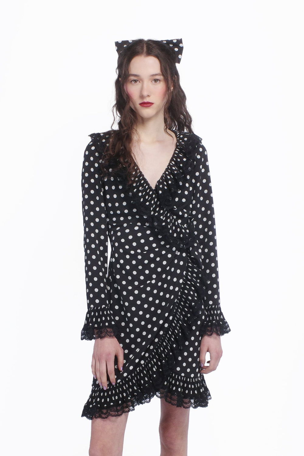 Polka Dot Pleated Wrap Dress - Anna Sui US
