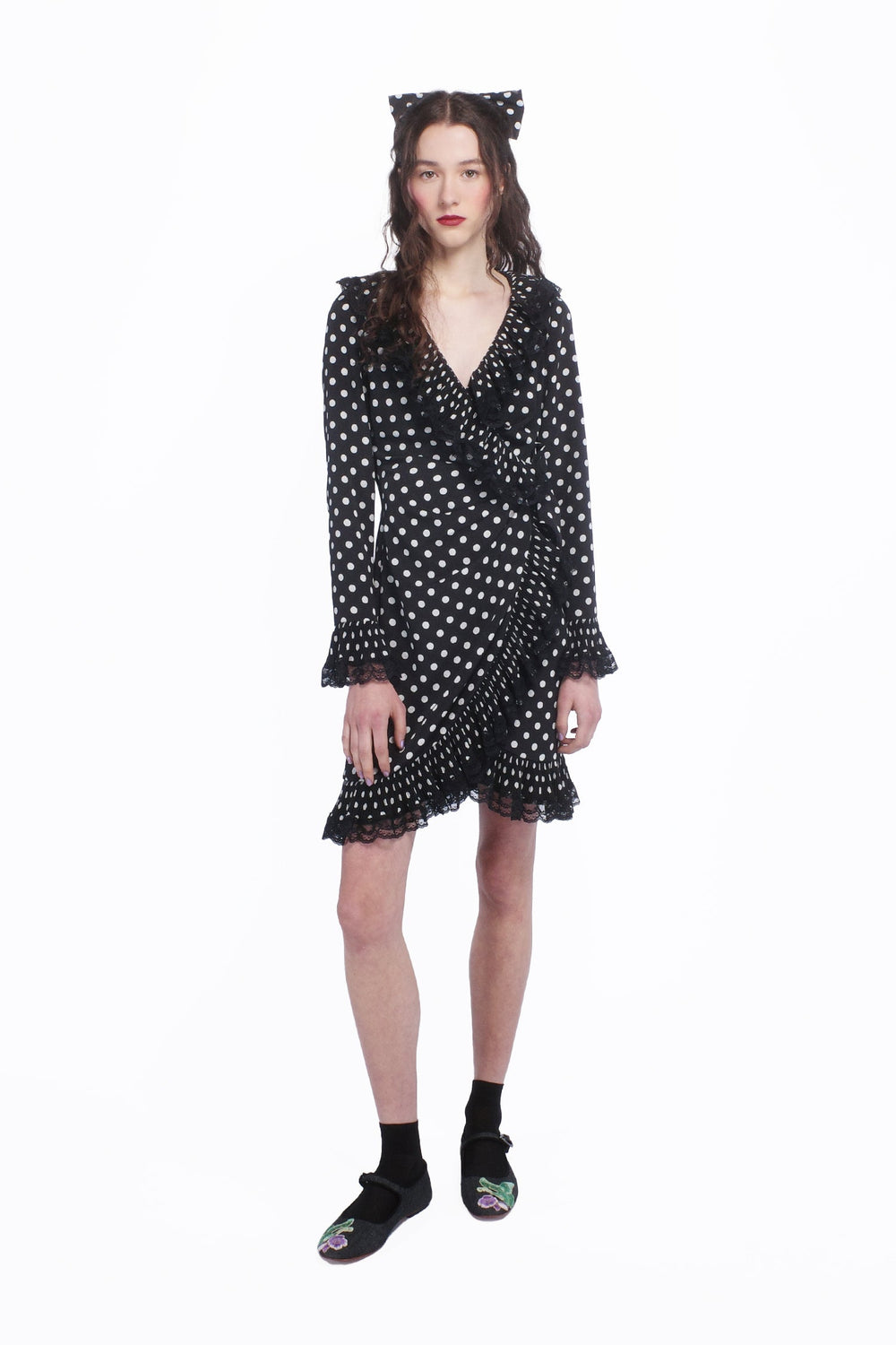 Polka Dot Pleated Wrap Dress - Anna Sui US