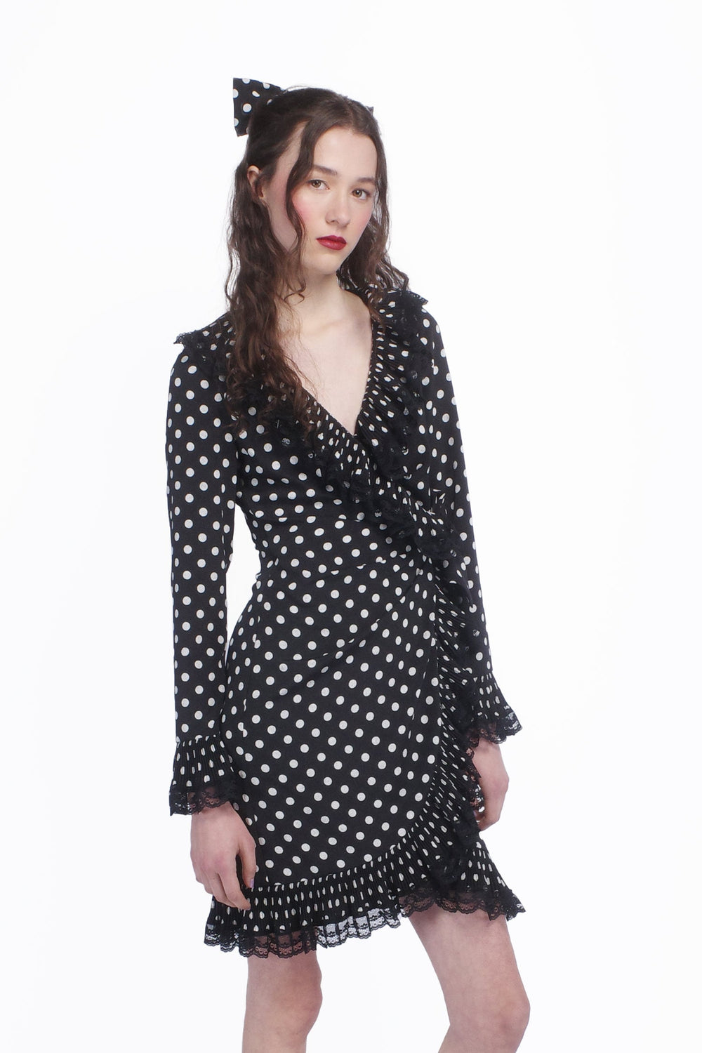 Polka Dot Pleated Wrap Dress - Anna Sui US