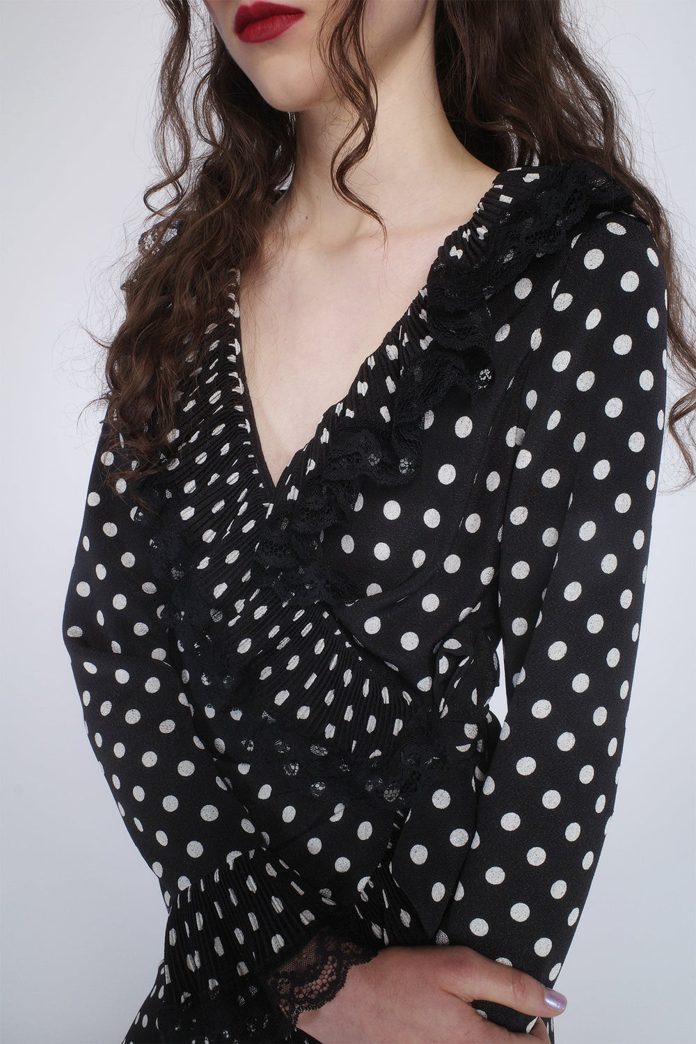 Polka Dot Pleated Wrap Dress - Anna Sui US