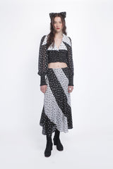Ditsy Dot Chiffon Contrast Flowy Skirt - Anna Sui US