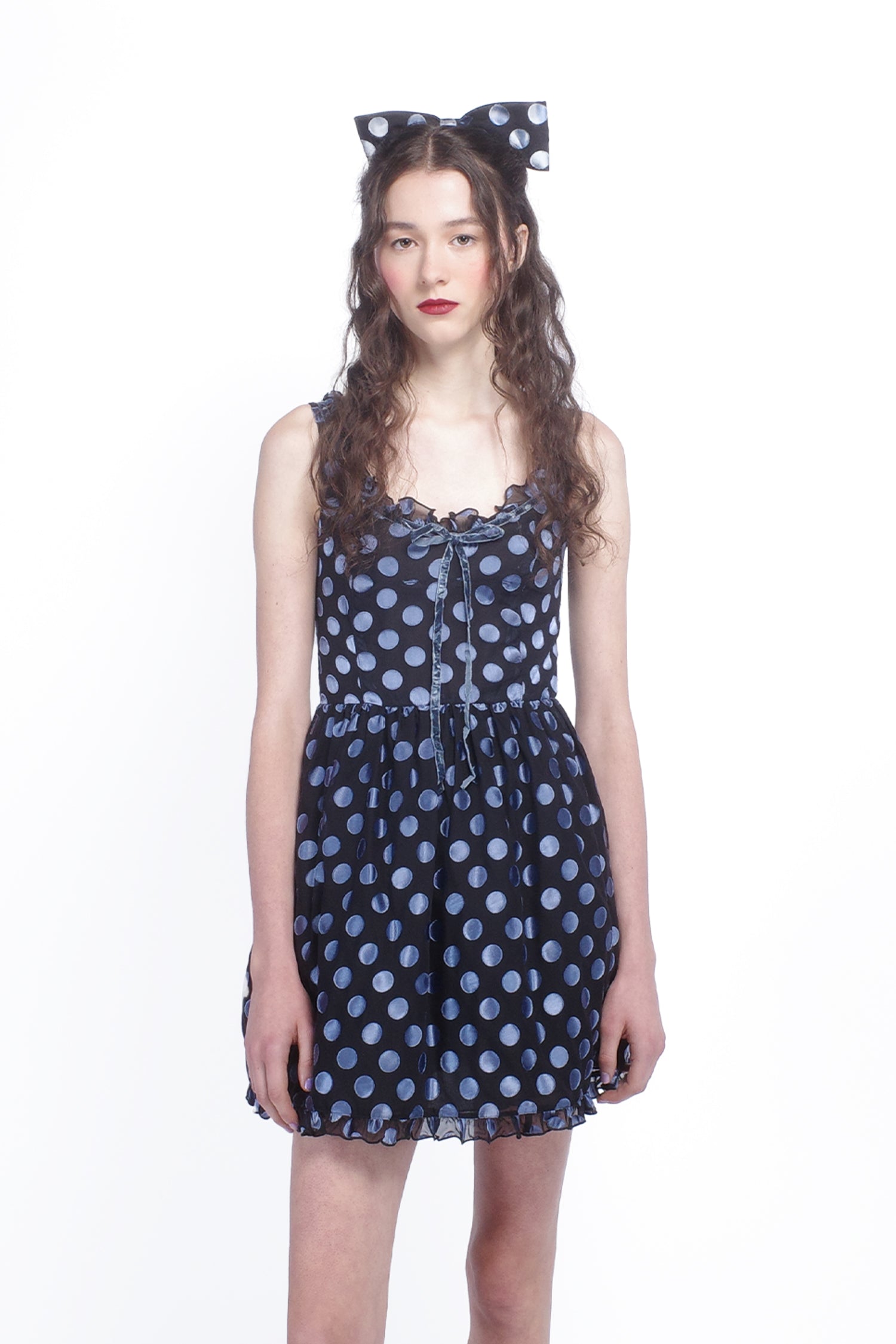 Dot Chiffon Ruffle Mini Dress - Anna Sui Discount