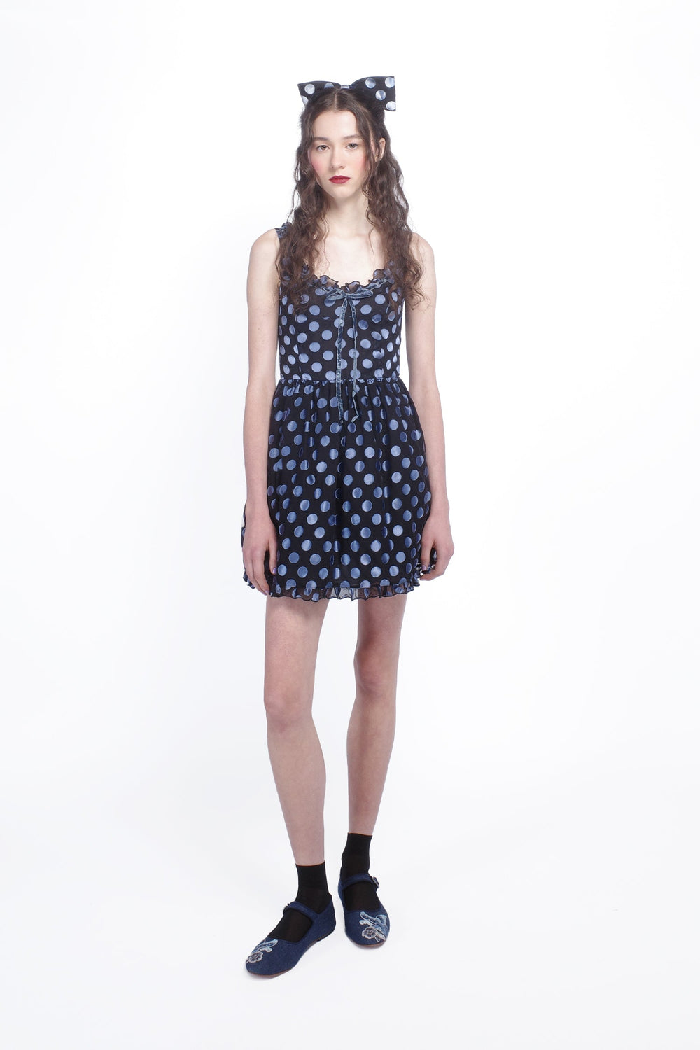 Dot Chiffon Ruffle Mini Dress - Anna Sui Discount