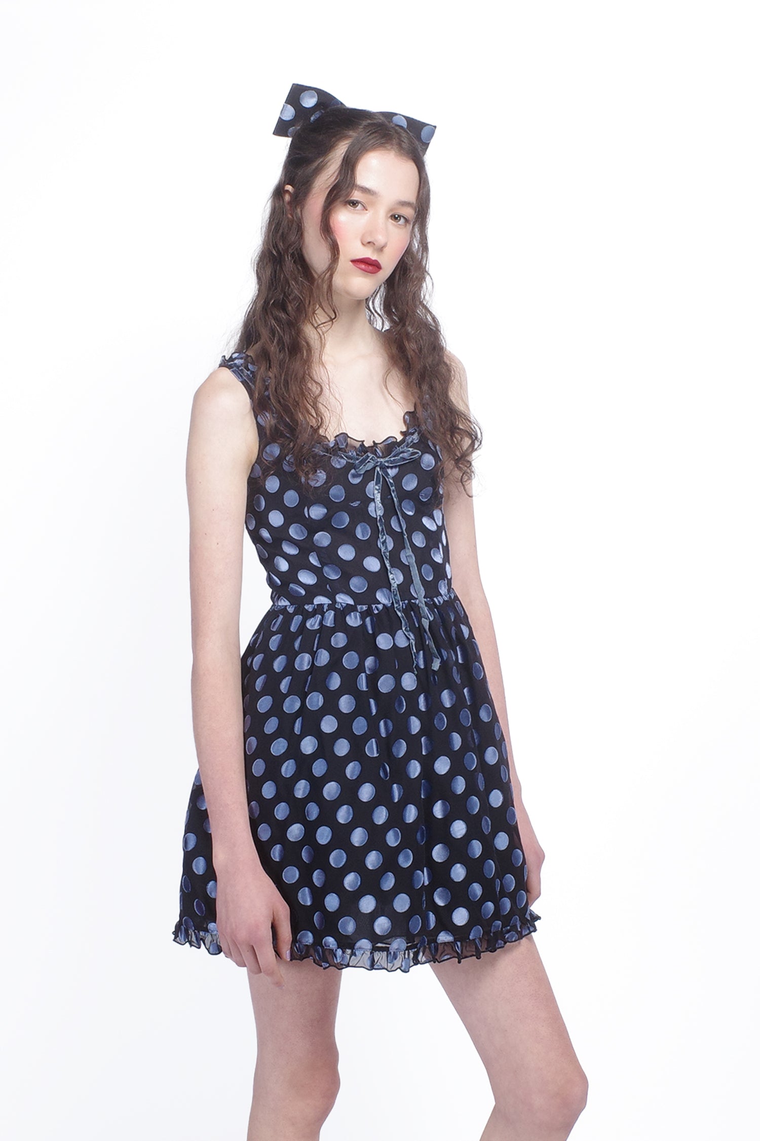 Dot Chiffon Ruffle Mini Dress - Anna Sui Discount