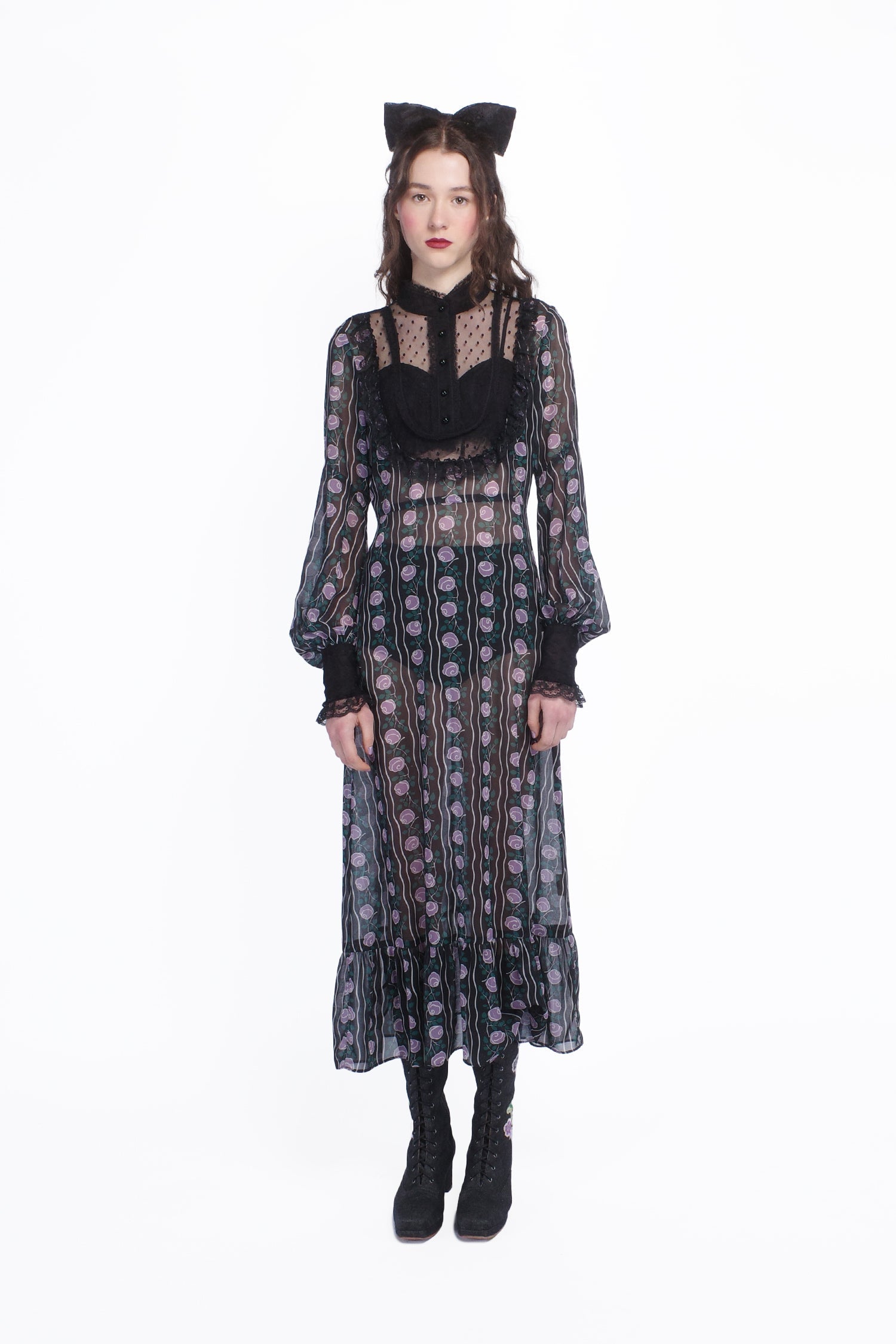 Rosetti Chiffon Victorian Bib Dress - Anna Sui US