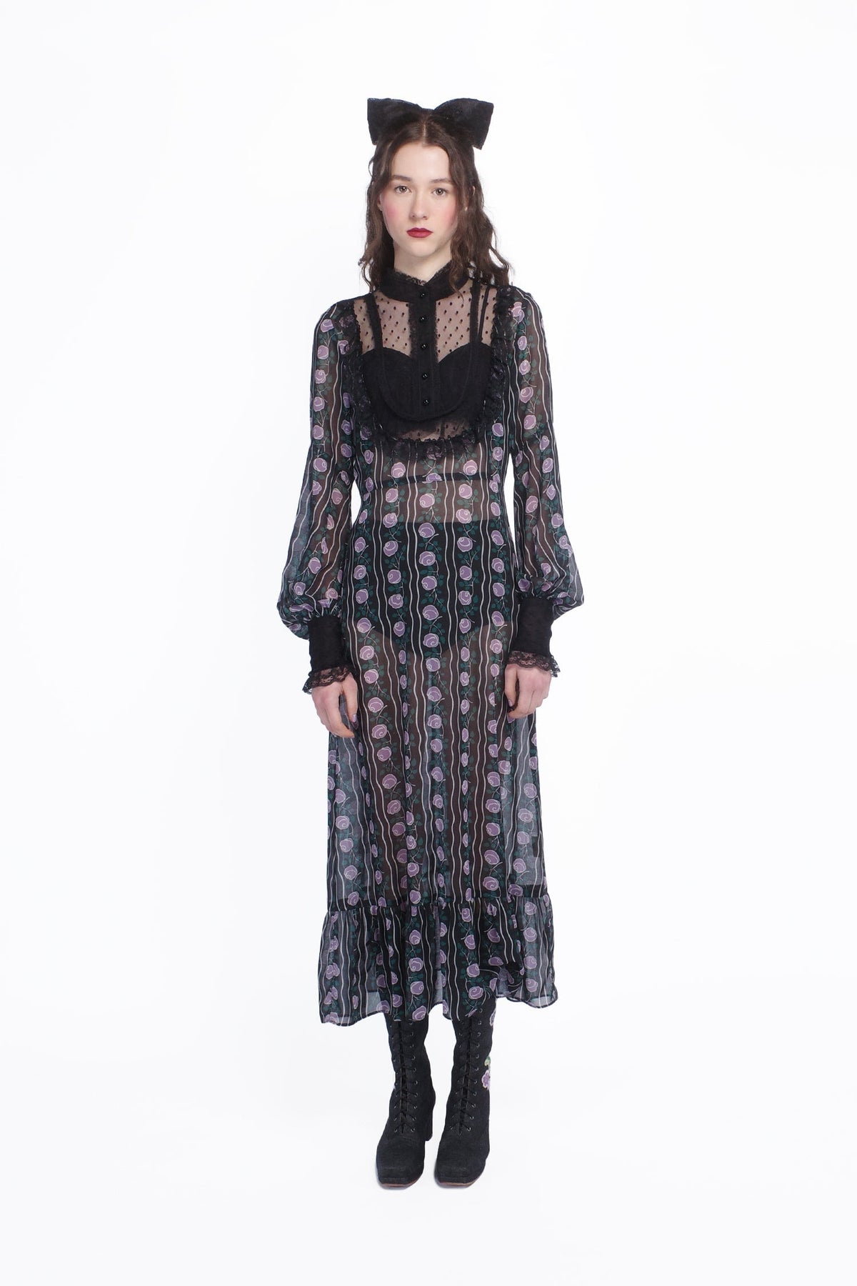 Rosetti Chiffon Victorian Bib Dress - Anna Sui US