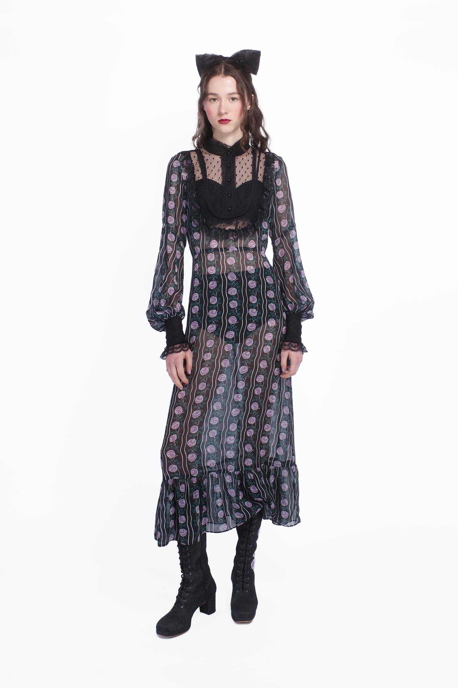 Rosetti Chiffon Victorian Bib Dress - Anna Sui US