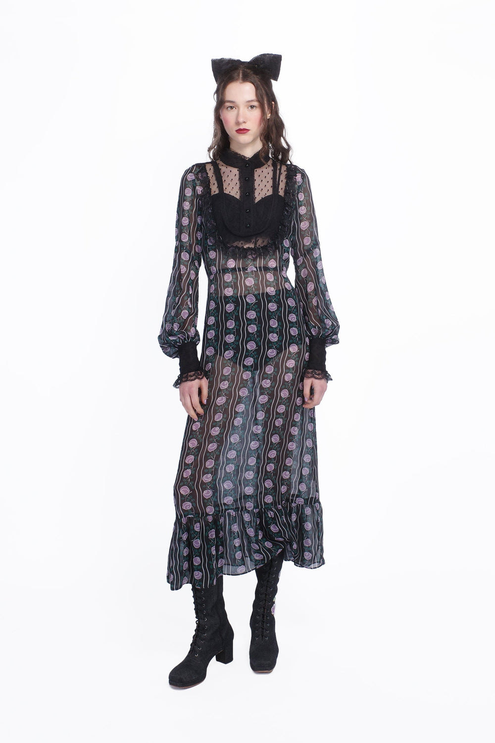 Rosetti Chiffon Victorian Bib Dress - Anna Sui US