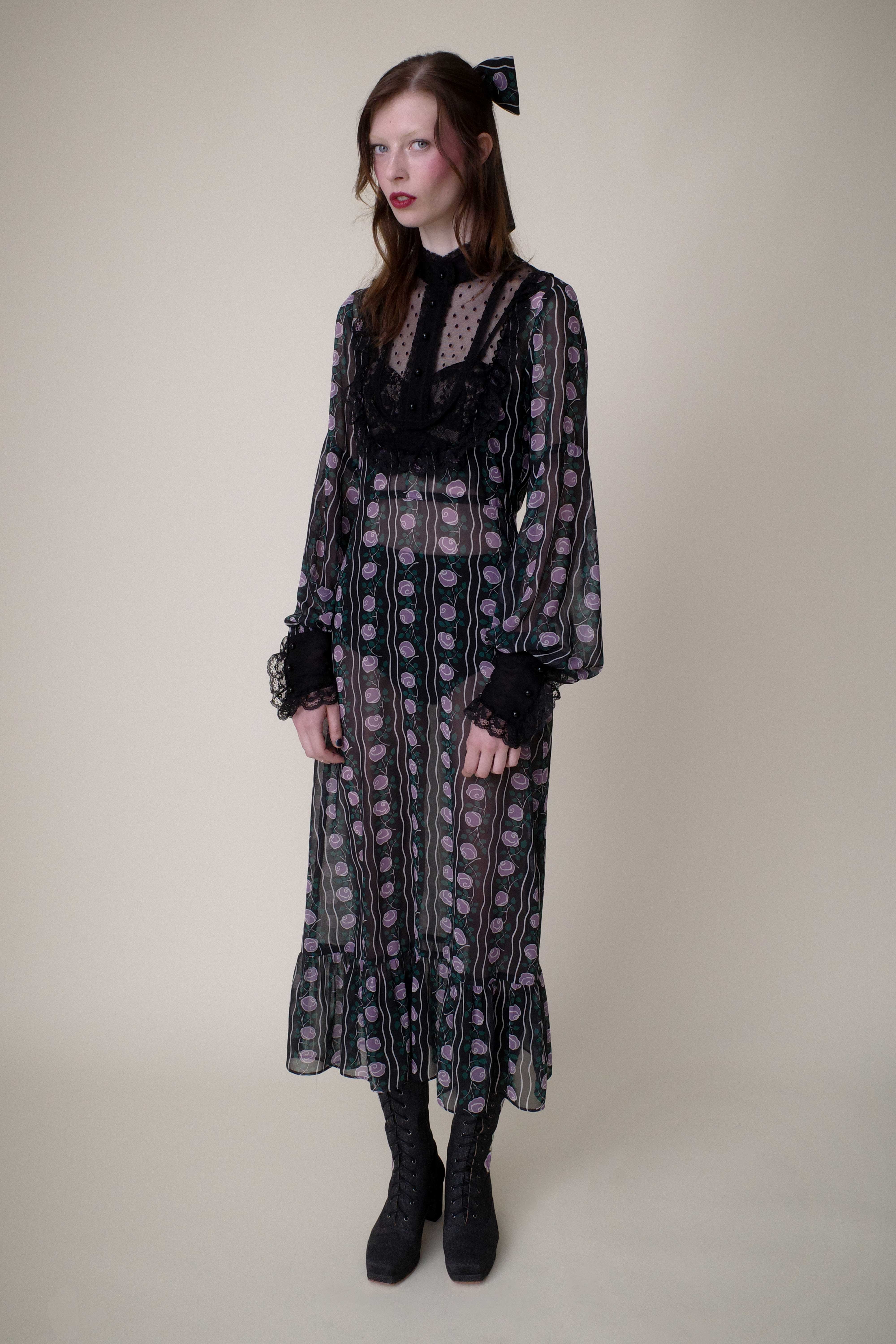 Rosetti Chiffon Victorian Bib Dress - Anna Sui US