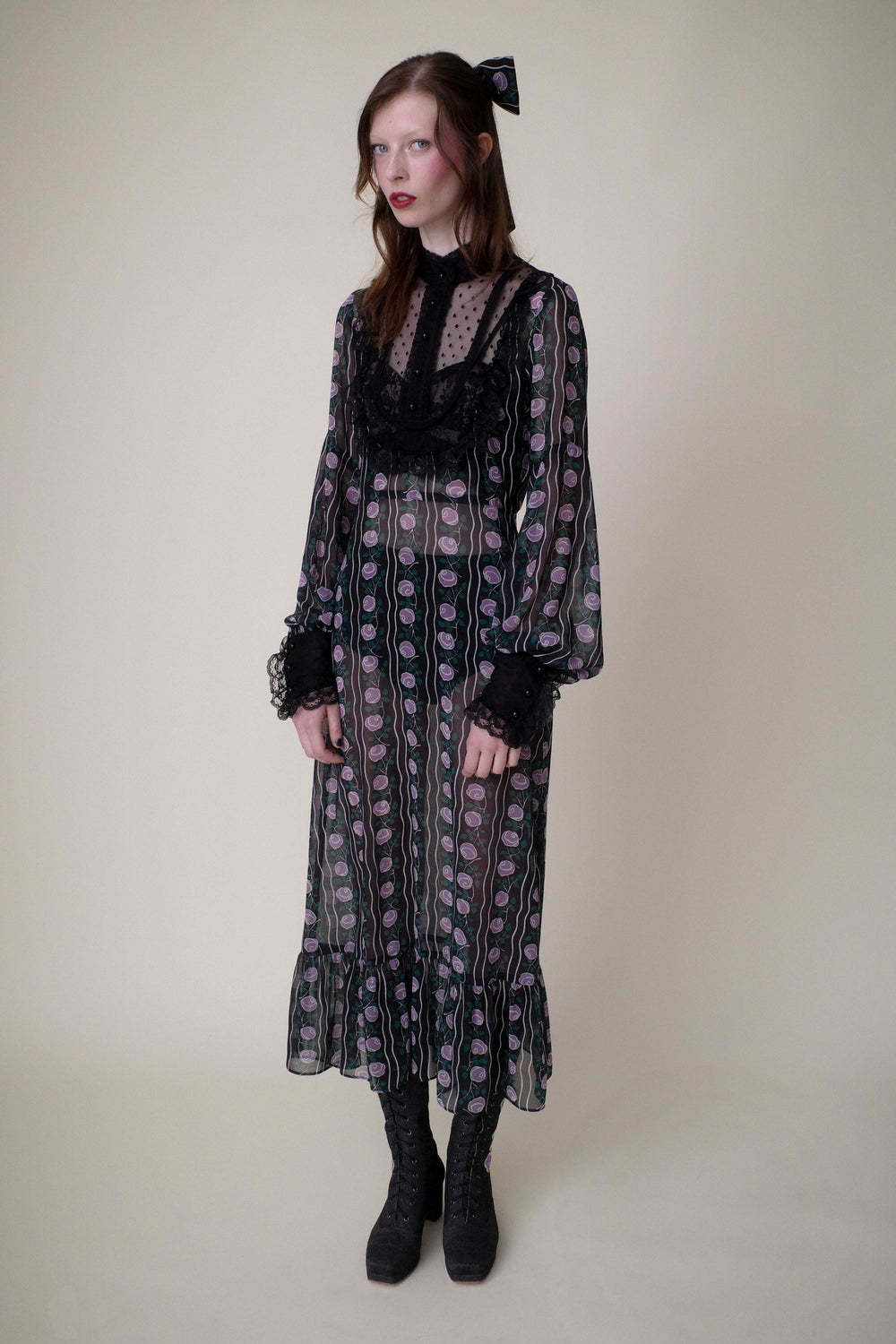 Rosetti Chiffon Victorian Bib Dress - Anna Sui US