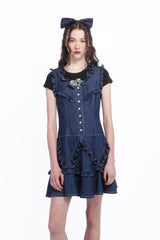 Denim Ruffle Dress - Anna Sui Sale