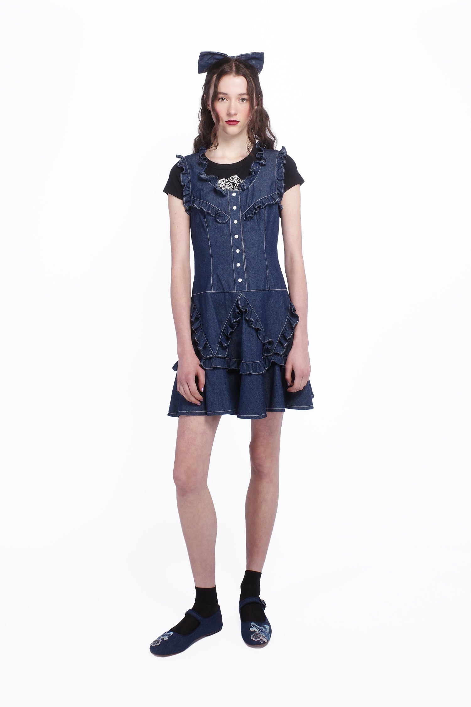 Denim Ruffle Dress - Anna Sui Sale