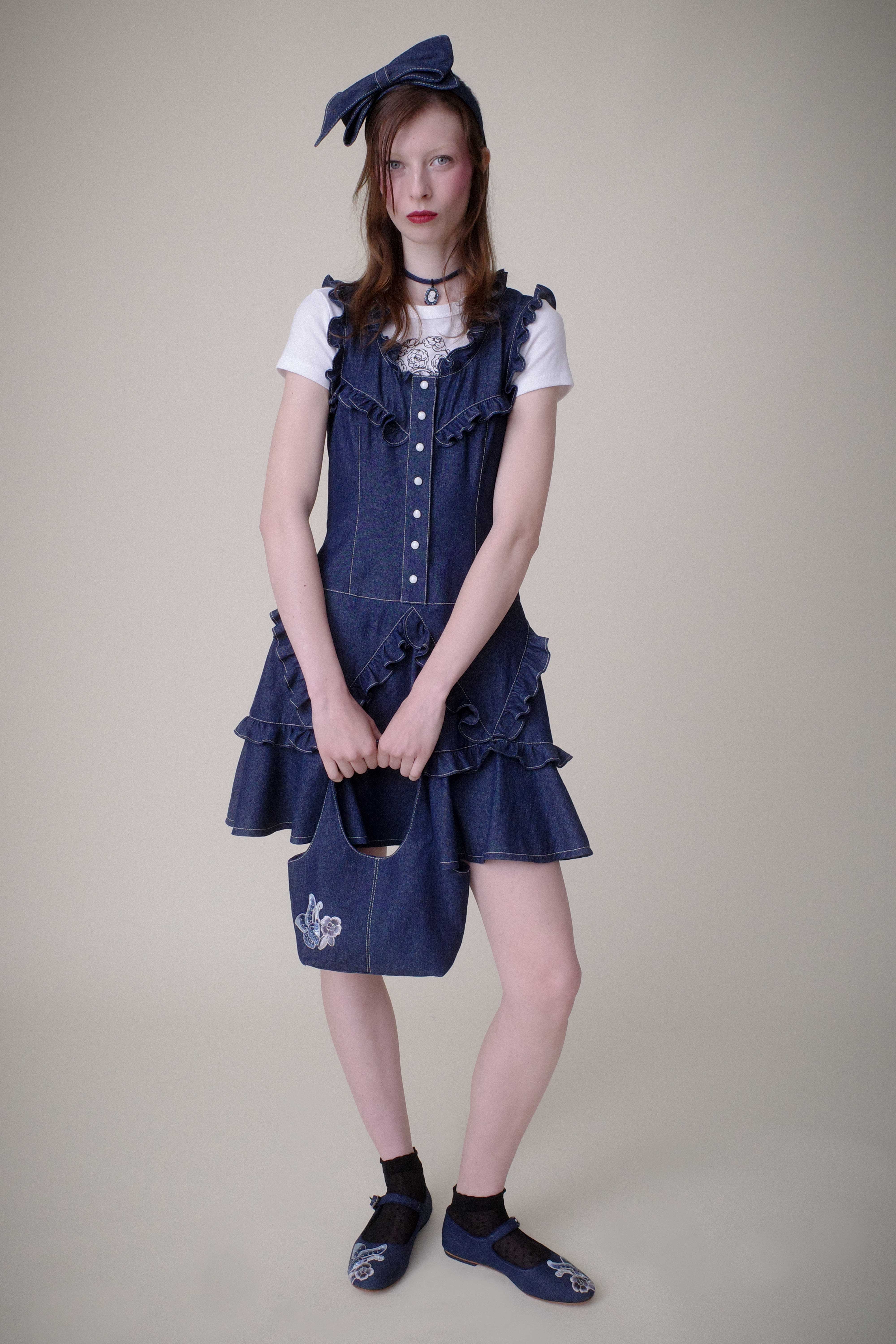 Denim Ruffle Dress - Anna Sui Sale