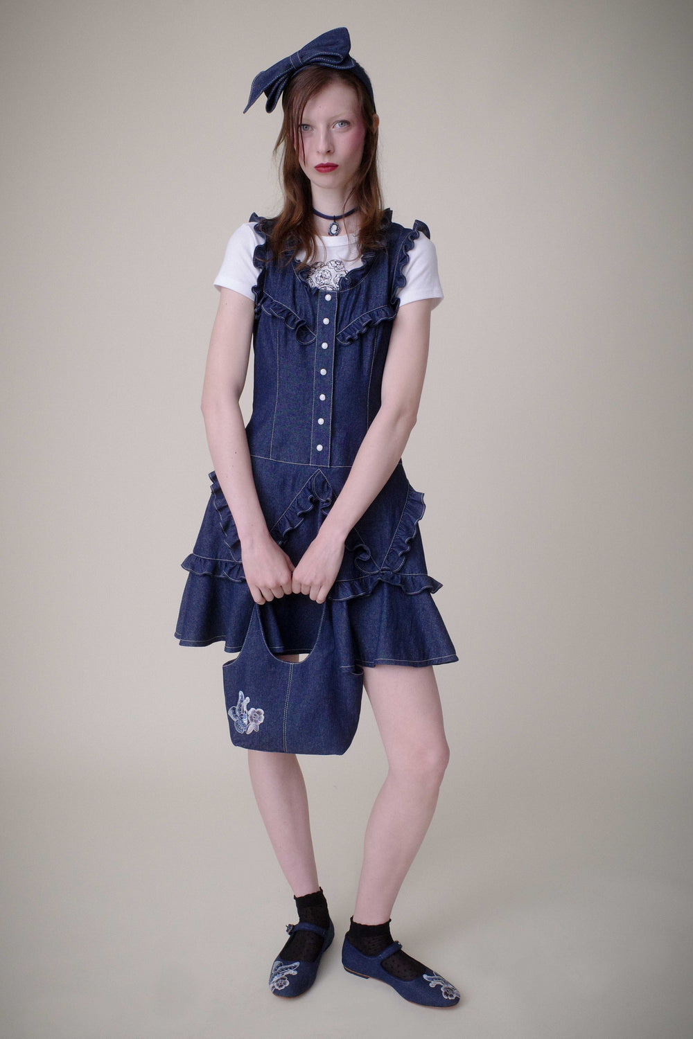 Denim Ruffle Dress - Anna Sui Sale