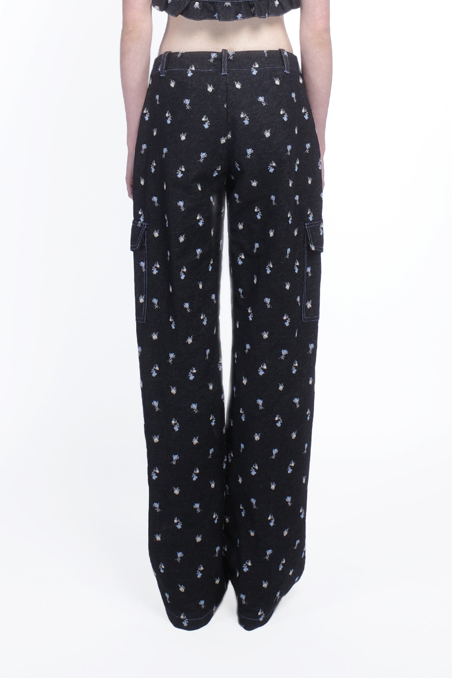 Denim Embroidered Roses Cargo Pants - Anna Sui Discount