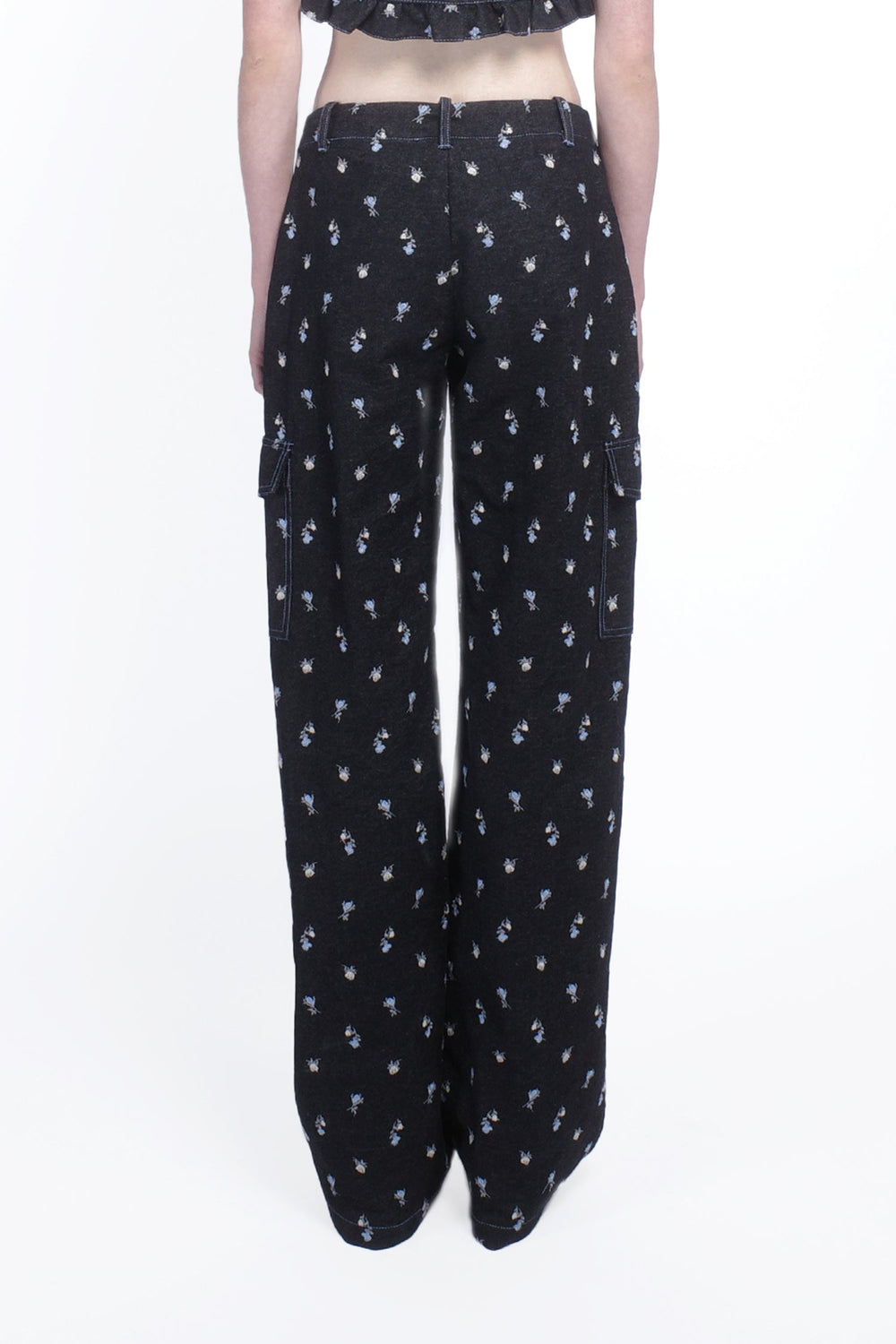 Denim Embroidered Roses Cargo Pants - Anna Sui Discount