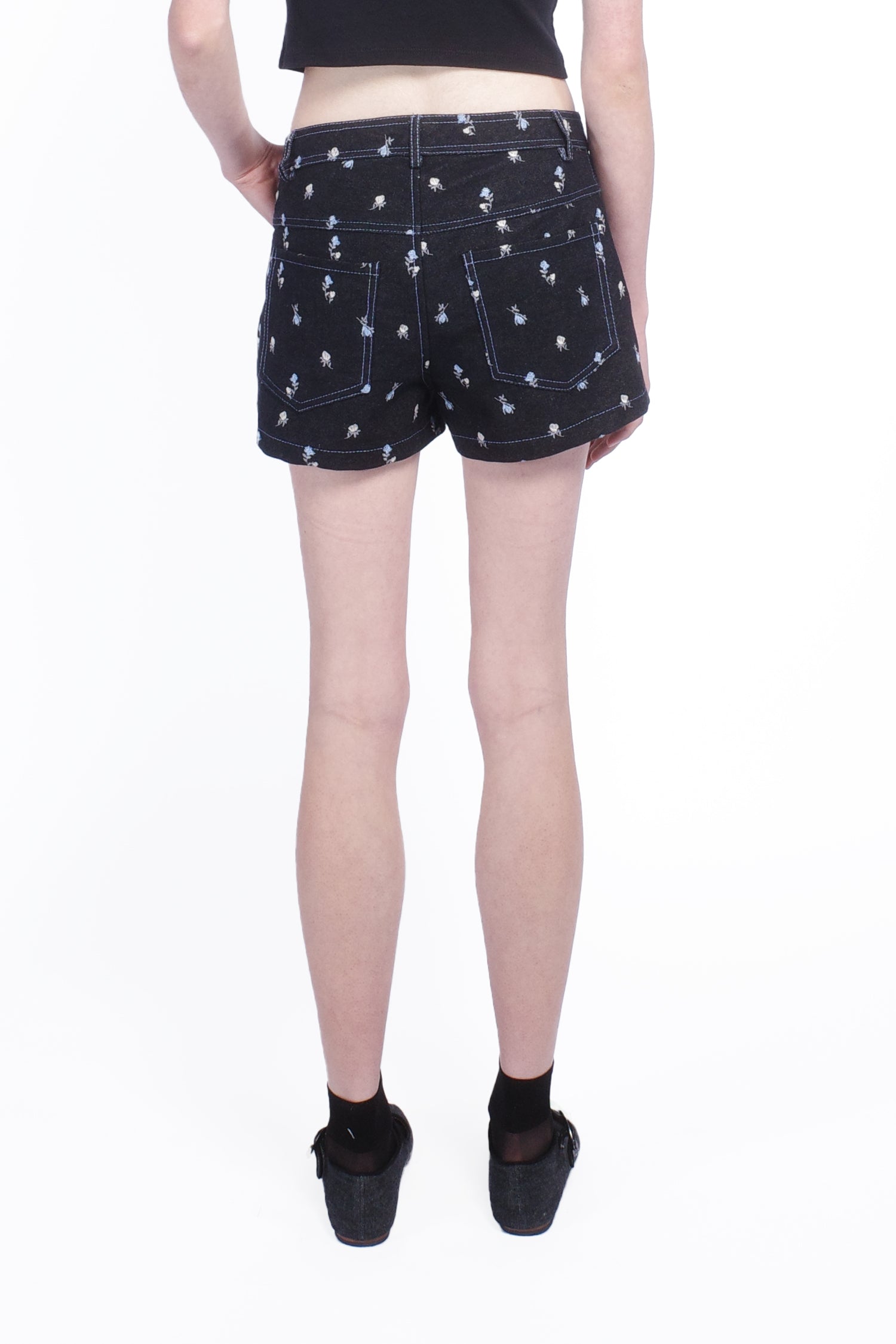 Denim Embroidered Roses Shorts - Anna Sui Sale
