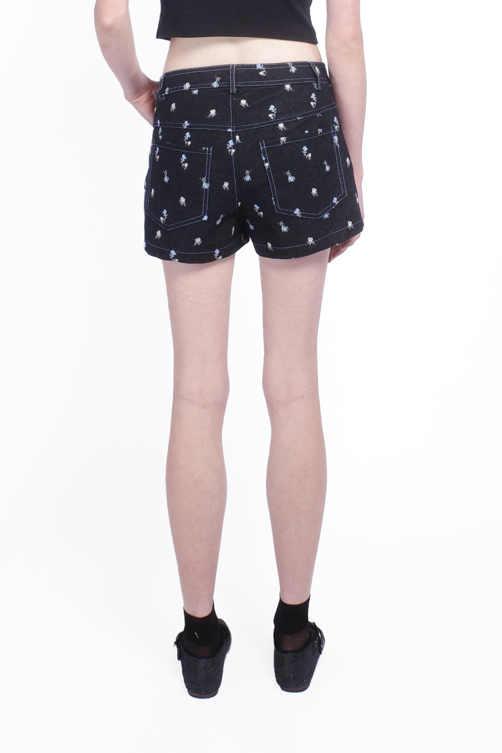 Denim Embroidered Roses Shorts - Anna Sui Sale